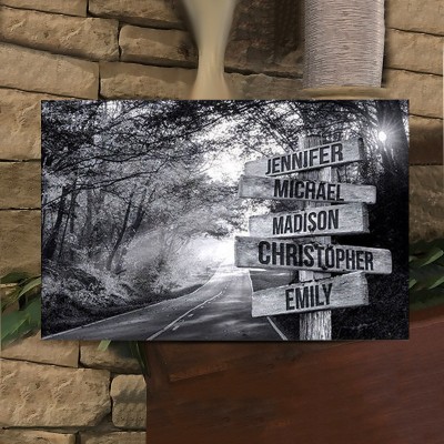 Personalisierte Nachname Geburtsdatum Vintage Straße Zeichen mehrere Namen Premium-Leinwand Wandkunst Bestes Geschenk