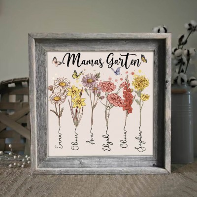 Benutzerdefinierte Geburt Blume Frame Home Kunst für Mama Oma Familie Weihnachten Geschenkideen