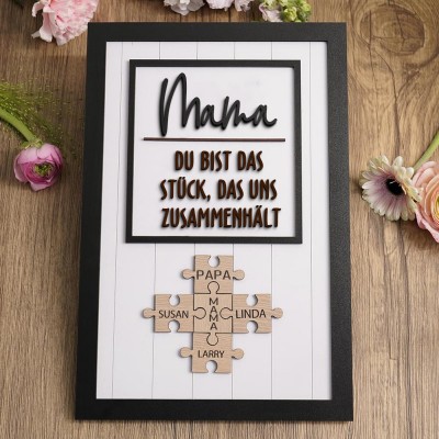 Personalisierte Mama Puzzle Zeichen einzigartige Holzschild für Muttertag Weihnachtsgeschenk