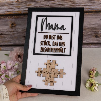 Personalisierte Mama Puzzle Zeichen einzigartige Holzschild für Muttertag Weihnachtsgeschenk