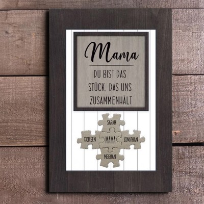 Personalisierte Mama Puzzle Zeichen Einzigartige Holz Zeichen für Muttertag Geschenk