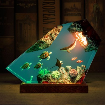 Ozean Orca Harz Holz Lampe Kunst Dekor für Zuhause
