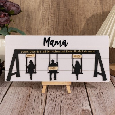 Benutzerdefinierte Familie Schaukel Set Zeichen Danke für die Höhen und Tiefen für Mama Oma Weihnachtsgeschenk