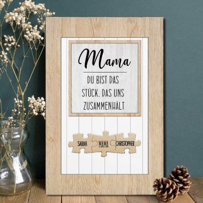 Personalisierte Mama Puzzle Zeichen Einzigartige Holz Zeichen für Muttertag Geschenk