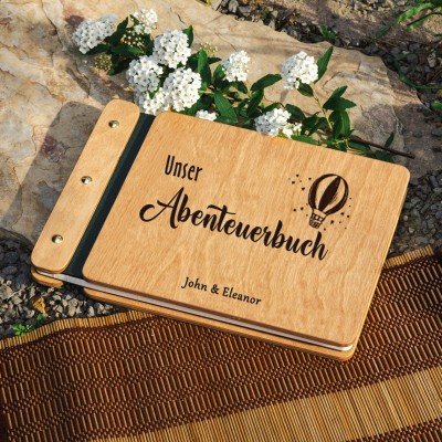 Unsere hölzerne Abenteuer Buch personalisierte Leder Fotoalbum für Valentinstag Jahrestag Geschenkideen