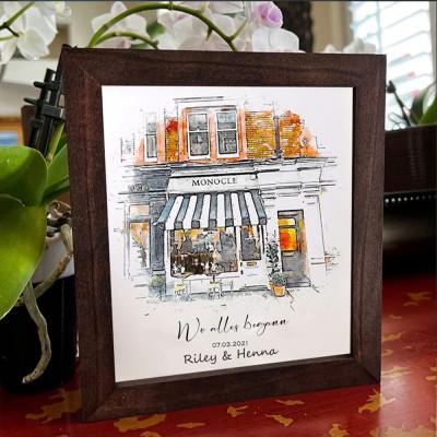 Benutzerdefinierte Aquarell Haus Hand gemalt Porträt von Foto für Valentinstag Jahrestag Geschenk