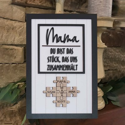 Personalisierte Mama Puzzle Zeichen Einzigartige Holz Zeichen für Muttertag Geschenk