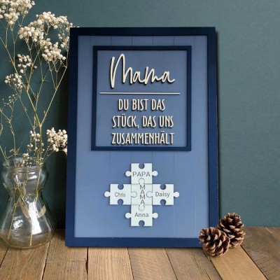 Personalisierte Mama Puzzle Zeichen Einzigartige Holz Zeichen für Muttertag Geschenk