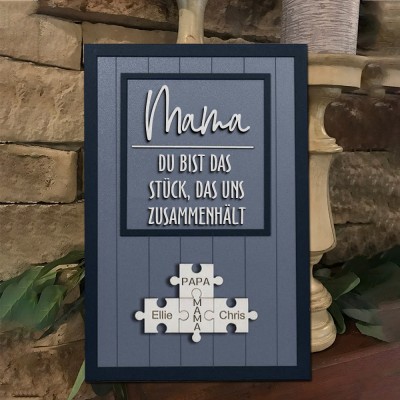 Benutzerdefinierte Mama Puzzle Zeichen mit Namen Stück, das uns zusammen für Muttertag Geschenkideen hält