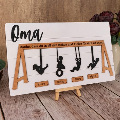 Benutzerdefinierte Familie Schaukel Set Zeichen Danke für die Höhen und Tiefen für Mama Oma Weihnachtsgeschenk
