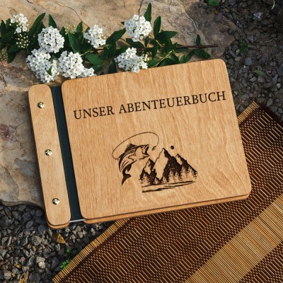 Unsere hölzerne Abenteuer Buch personalisierte Leder Fotoalbum für Valentinstag Jahrestag Geschenkideen