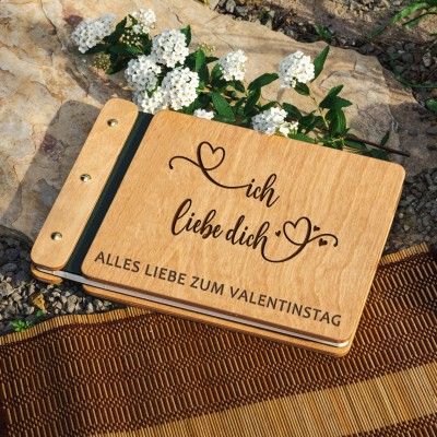 Unsere hölzerne Abenteuer Buch personalisierte Leder Fotoalbum für Valentinstag Jahrestag Geschenkideen