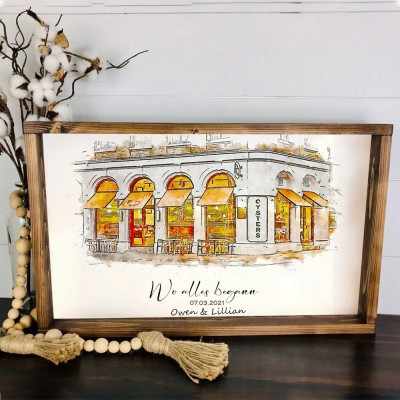Benutzerdefinierte Aquarell Haus Hand gemalt Porträt von Foto für Valentinstag Jahrestag Geschenk