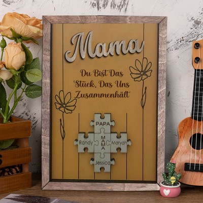 Personalisierte Mama Puzzle Zeichen Einzigartige Holz Zeichen für Muttertag Geschenk