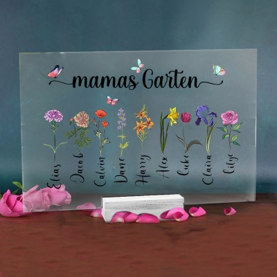 Personalisierte Mama's Garden Geburt Blume Acryl Plaque für Weihnachten Familie Geschenke
