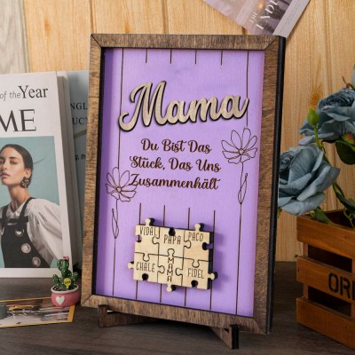 Personalisierte Mama Puzzle Zeichen Einzigartige Holz Zeichen für Muttertag Geschenk