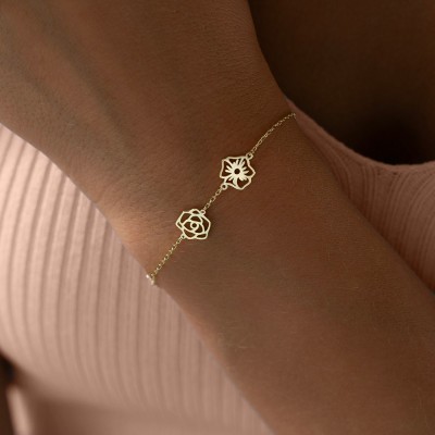 Personalisierte Zierliche Geburt Blume Armband Schmuck für Tochter Mutter Frau Geburtstag Geschenk
