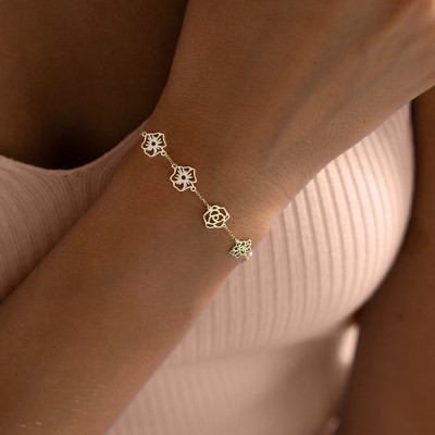 Benutzerdefinierte Geburt Monat Blume Armband mit Brief und Birthstone für Frau Mutter Muttertag Geschenk