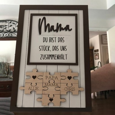 Personalisierte Mama Puzzle Zeichen einzigartige Holzschild für Muttertag Weihnachtsgeschenk