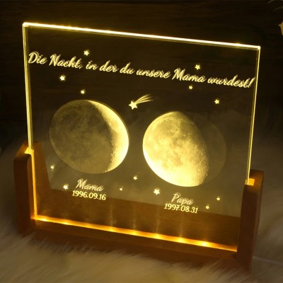 Personalisierte Mama Mondphase Nachtlicht von Datum für Muttertag Geschenk