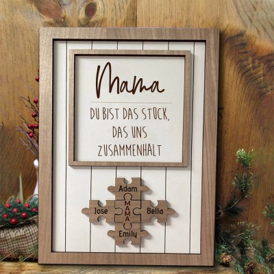 Benutzerdefinierte Mama Puzzle Zeichen mit Namen Stück Das Uns Zusammen für Muttertag Geschenk Hält