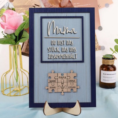 Personalisierte Mama Puzzle Zeichen einzigartige Holzschild für Muttertag Weihnachtsgeschenk