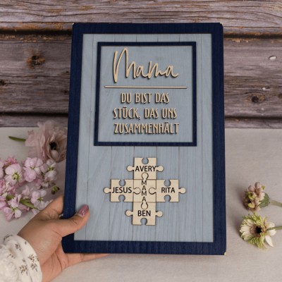 Personalisierte Mama Puzzle Zeichen einzigartige Holzschild für Muttertag Weihnachtsgeschenk