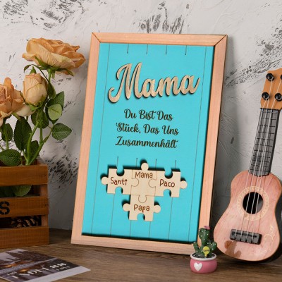 Personalisierte Mama Puzzle Zeichen Einzigartige Holz Zeichen für Muttertag Geschenk