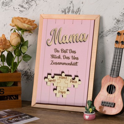 Personalisierte Mama Puzzle Zeichen Einzigartige Holz Zeichen für Muttertag Geschenk