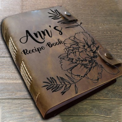 Personalisierte Leder-Rezeptbuch für Mama Oma Familie Weihnachtsgeschenk
