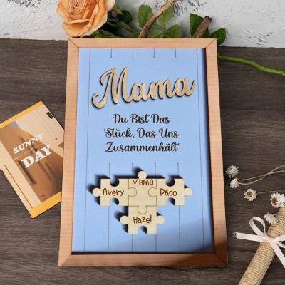 Personalisierte Mama Puzzle Zeichen Einzigartige Holz Zeichen für Muttertag Geschenk