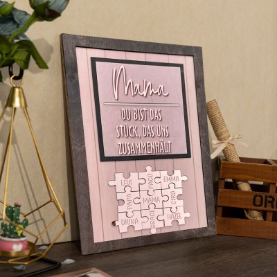 Personalisierte Mama Puzzle Zeichen Einzigartige Holz Zeichen für Muttertag Geschenk