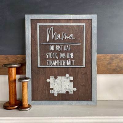 Personalisierte Mama Puzzle Zeichen Einzigartige Holz Zeichen für Muttertag Geschenk