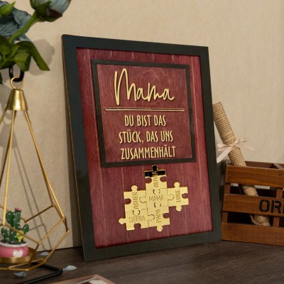 Personalisierte Mama Puzzle Zeichen Einzigartige Holz Zeichen für Muttertag Geschenk