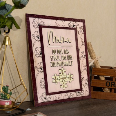 Personalisierte Mama Puzzle Zeichen Einzigartige Holz Zeichen für Muttertag Geschenk