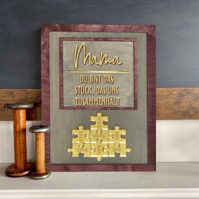 Personalisierte Mama Puzzle Zeichen Einzigartige Holz Zeichen für Muttertag Geschenk