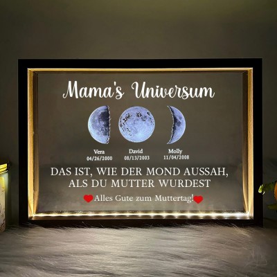 Individuelle Mondphase Lampe mit Namen des Kindes für Muttertag Familie Geschenk