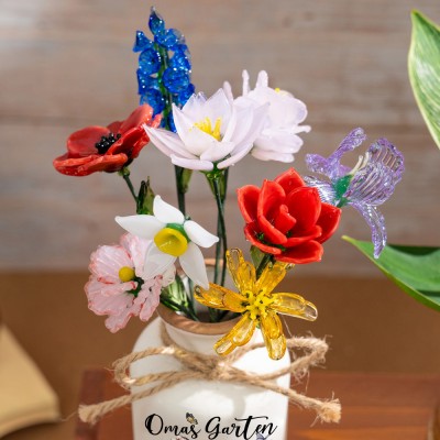 Individuelle Omas Garten Glas Geburt Monat Blume Einzigartige Muttertagsgeschenk für Mama Oma