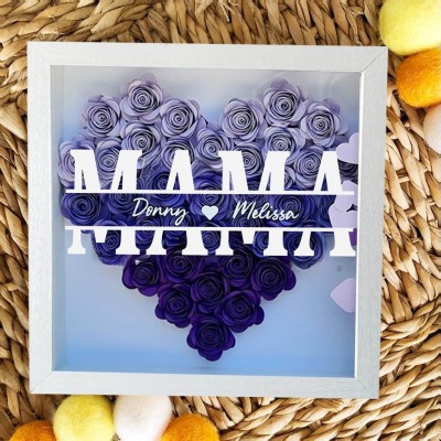 Benutzerdefinierte Mama Blume Schatten Box mit Kindernamen für Muttertag Geschenk