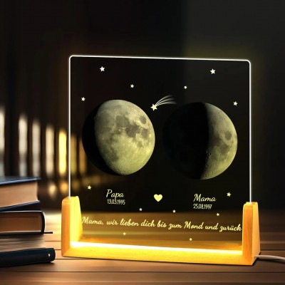 Personalisierte Mama Mondphase Nachtlicht von Datum für Muttertag Geschenk