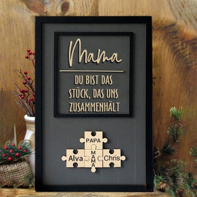 Benutzerdefinierte Mama Puzzle Zeichen mit Namen Stück, das uns zusammen für Muttertag Geschenkideen hält