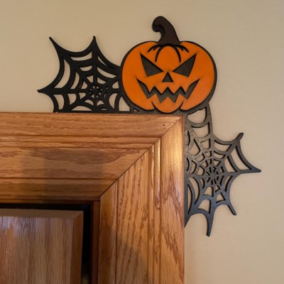 Lustige Halloween Kürbis hölzerne Tür Ecke Zeichen Home Decor