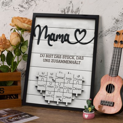 Personalisierte Mama Puzzle Zeichen Einzigartige Holz Zeichen für Muttertag Geschenk