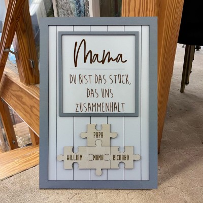 Personalisierte Mama Puzzle Zeichen Einzigartige Holz Zeichen für Muttertag Geschenk