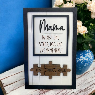 Personalisierte Mama Puzzle Zeichen Einzigartige Holz Zeichen für Muttertag Geschenk