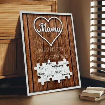 Personalisierte Mama Puzzle Zeichen Einzigartige Holz Zeichen für Muttertag Geschenk