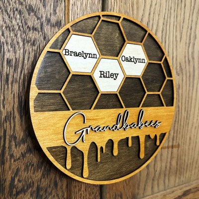 Personalisierte Grandbabees Zeichen Bienenstock Familie hölzerne Zeichen für Oma Mom Weihnachtsgeschenk
