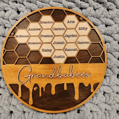 Personalisierte Grandbabees Zeichen Bienenstock Familie Holz Zeichen für Weihnachtsgeschenk