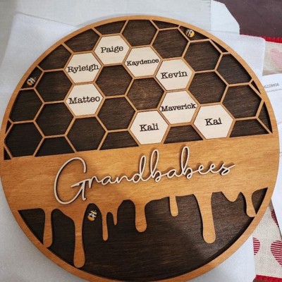 Personalisierte Grandbabees Zeichen Bienenstock Familie Hölzerne Zeichen für Weihnachtsgeschenk