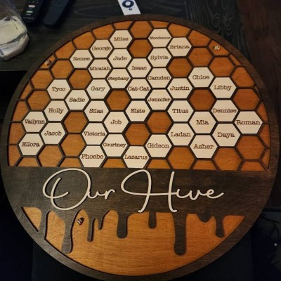 Personalisierte Bienenstock Familie hölzerne Zeichen für Oma Mama Weihnachtsgeschenk